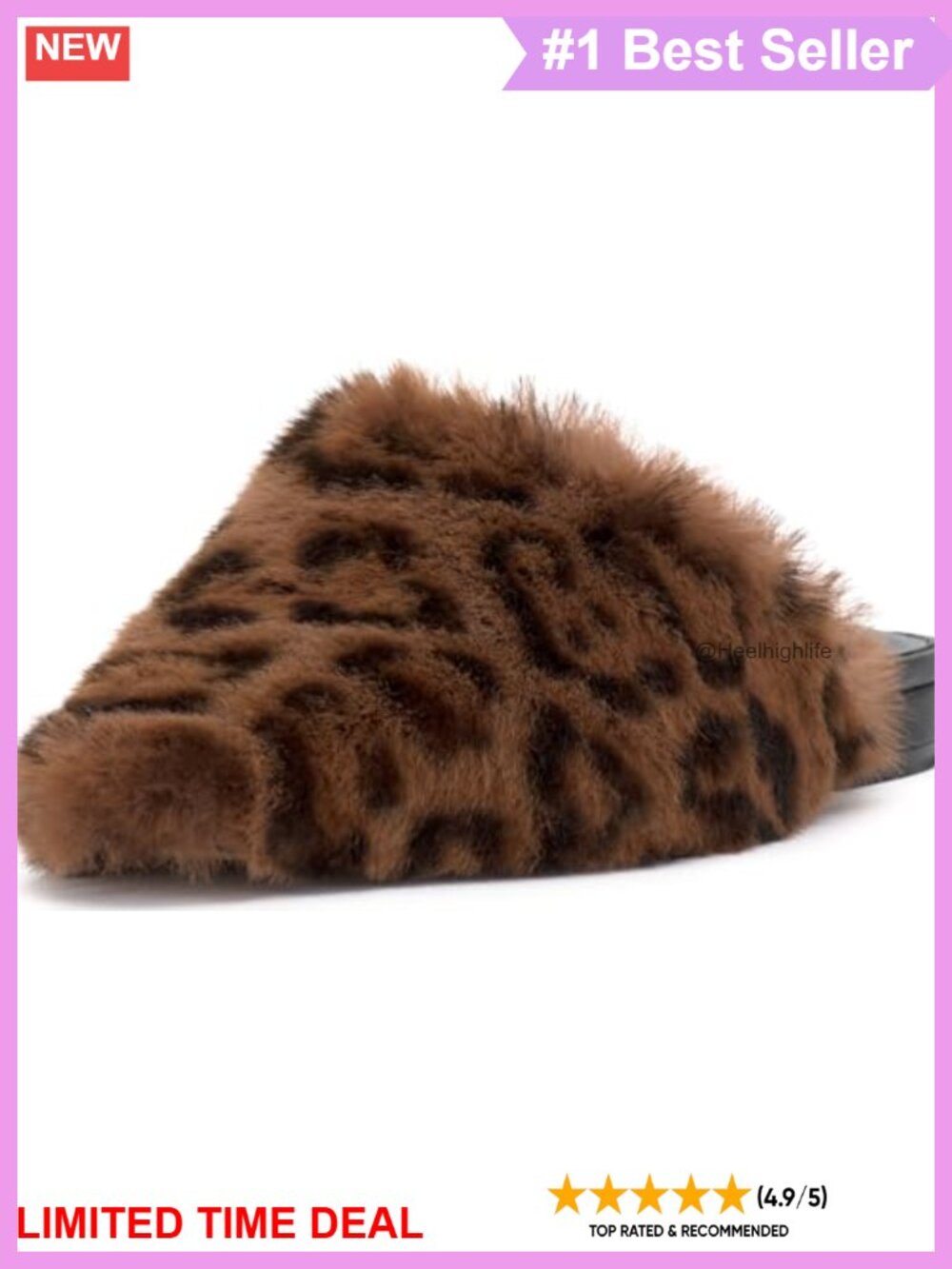 Faux Sherling Mule with Almond Toe and Cushioned Insole